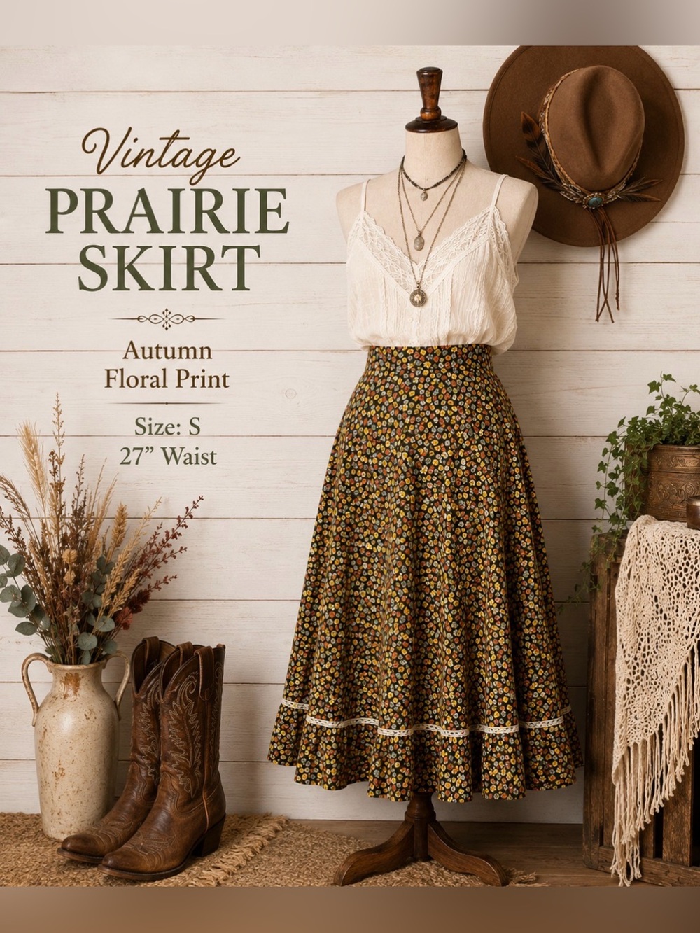 *Vintage 70’s, Gunne sax style, handmade prairie skirt